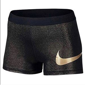 Nike black & gold sparkle spandex shorts! ✨
